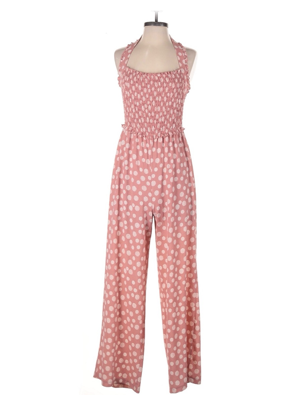 Blush Polka Dot Halter Jumpsuit - Pink